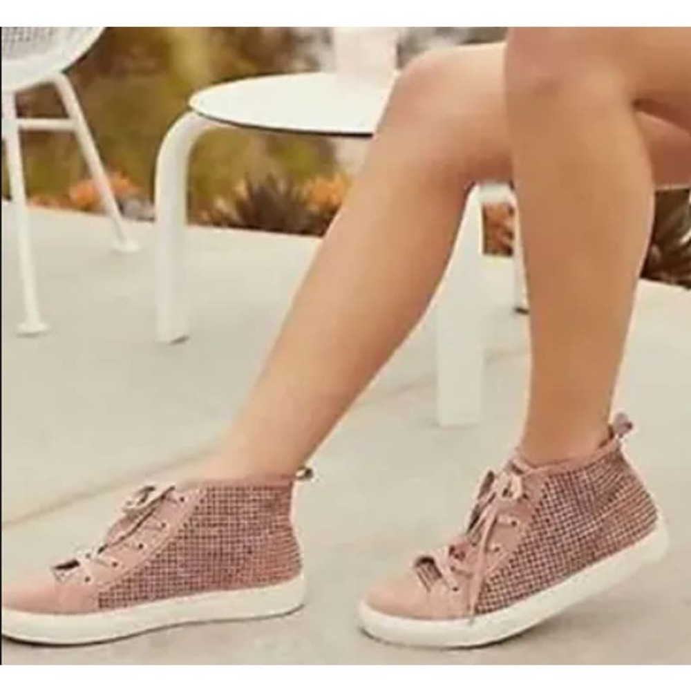 1.State Women's Lace Up Dulcia Perforated High-Top Fashion Sneakers Size 9 Pink
